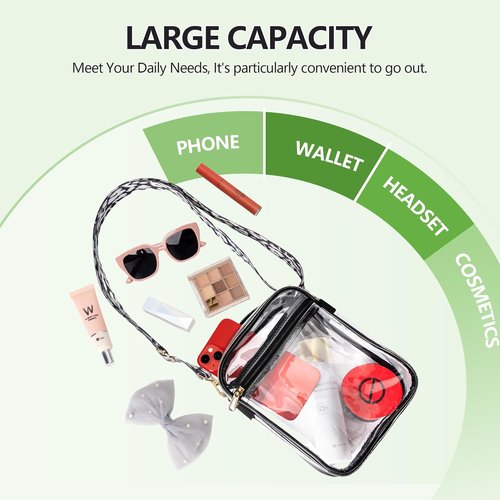 MAY TREE Clear Purse - Stadium Approved Handbag with Adjustable Strap for Events & Concerts