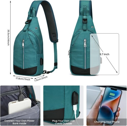 G4Free Sling Bag - RFID Blocking Crossbody Backpack with USB Charger Port | Small Daypack for Men & Women