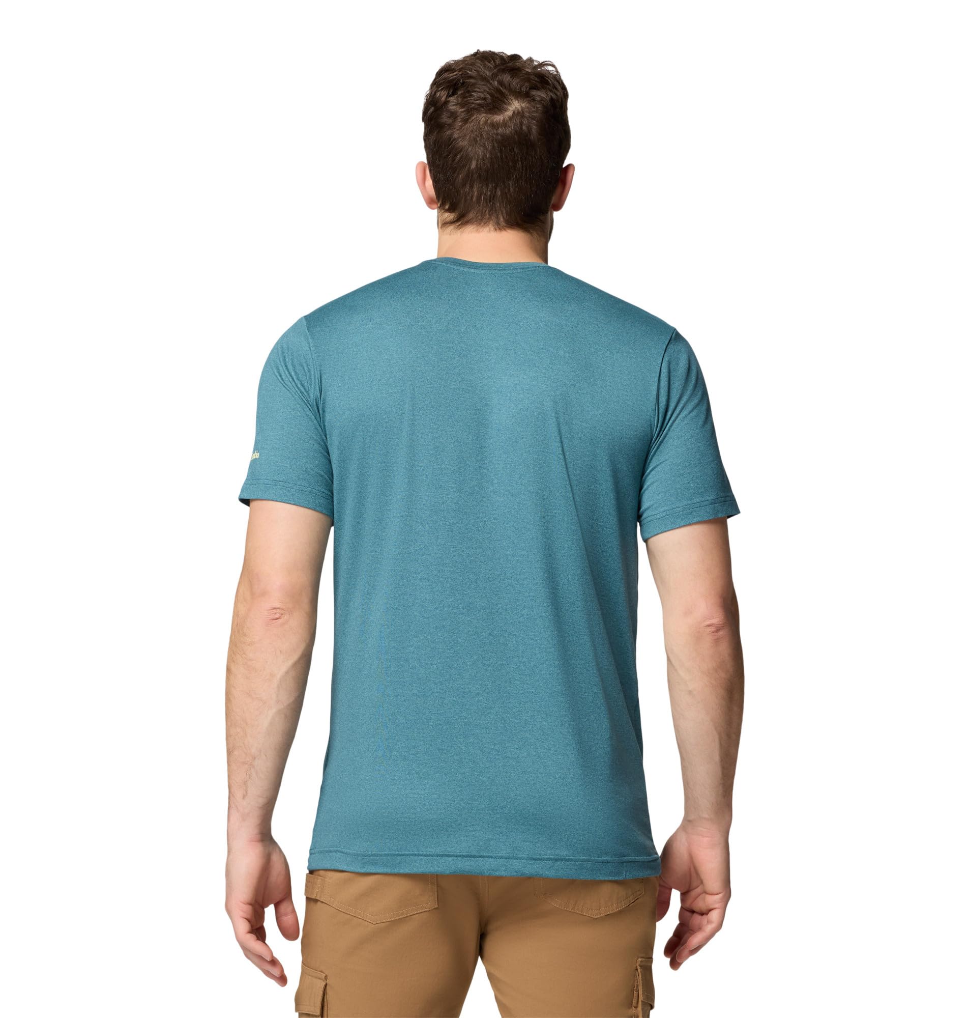 Columbia Mens Kwick Hike Graphic Short Sleeve Tee, Everblue Heather/Iconic Brand, X-Large