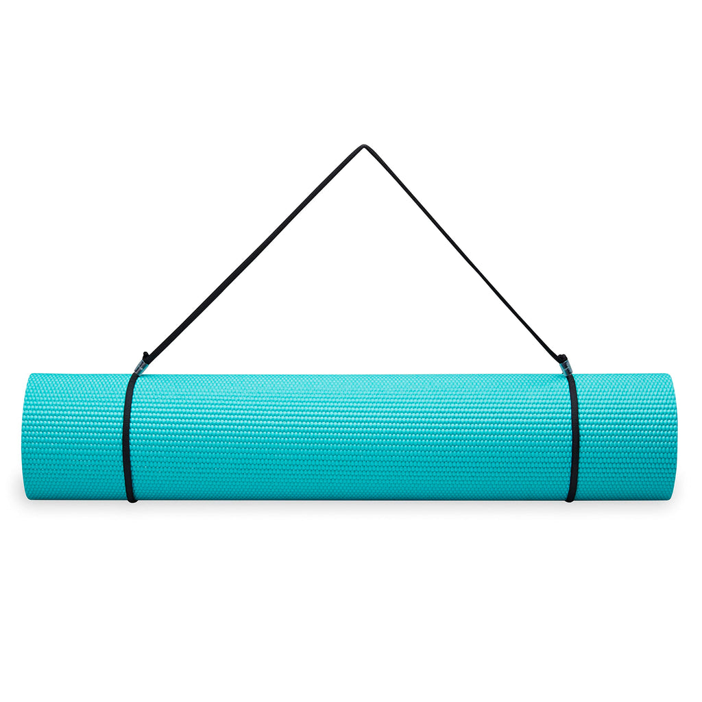 Gaiam Essentials 1/4" Thin (6mm) Yoga & Pilates, Fitness & Exercise Mat with Easy-Cinch Carrier Strap Cusion Support For Fitness and Gym Workouts