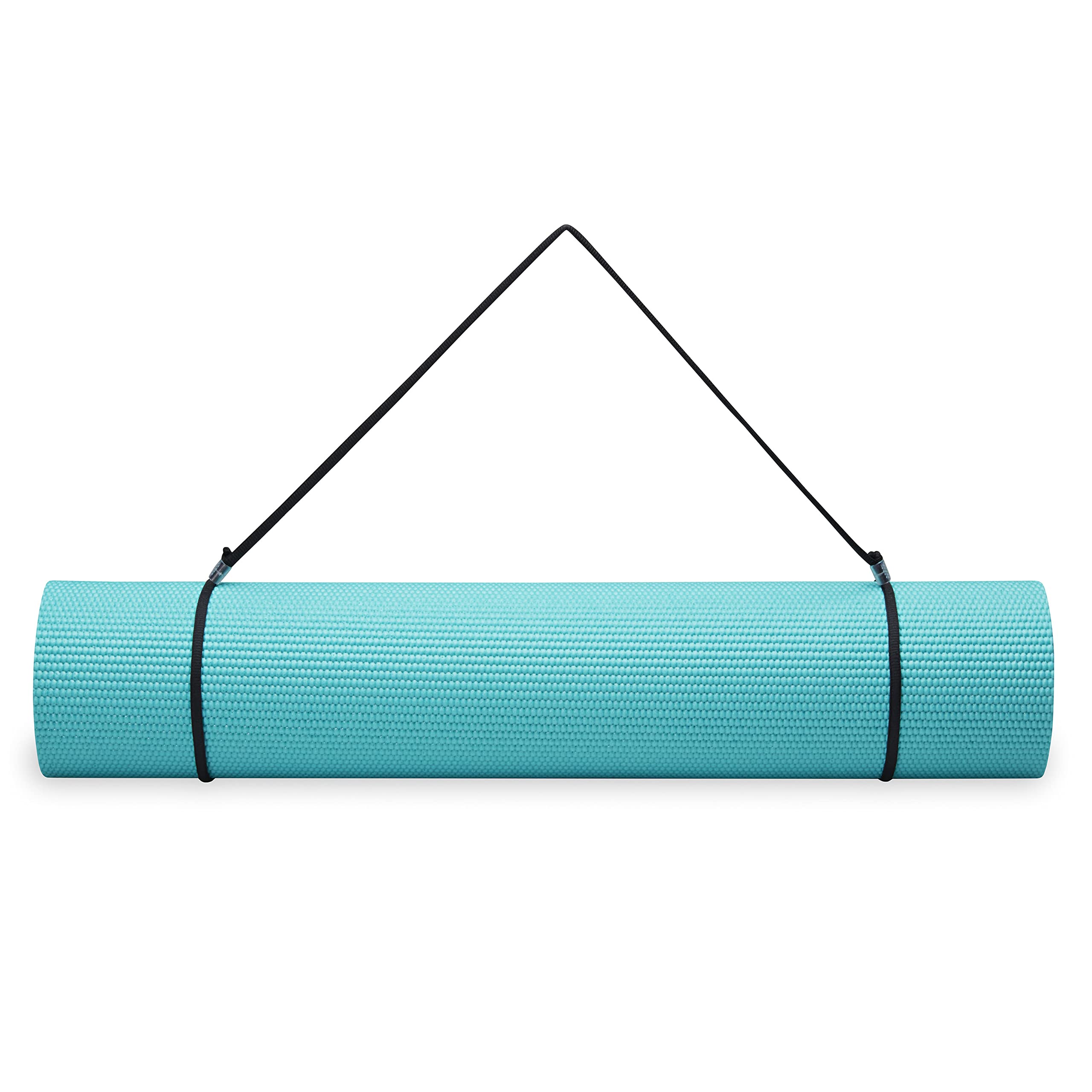 Gaiam Essentials 1/4" Thin (6mm) Yoga & Pilates, Fitness & Exercise Mat with Easy-Cinch Carrier Strap Cusion Support For Fitness and Gym Workouts