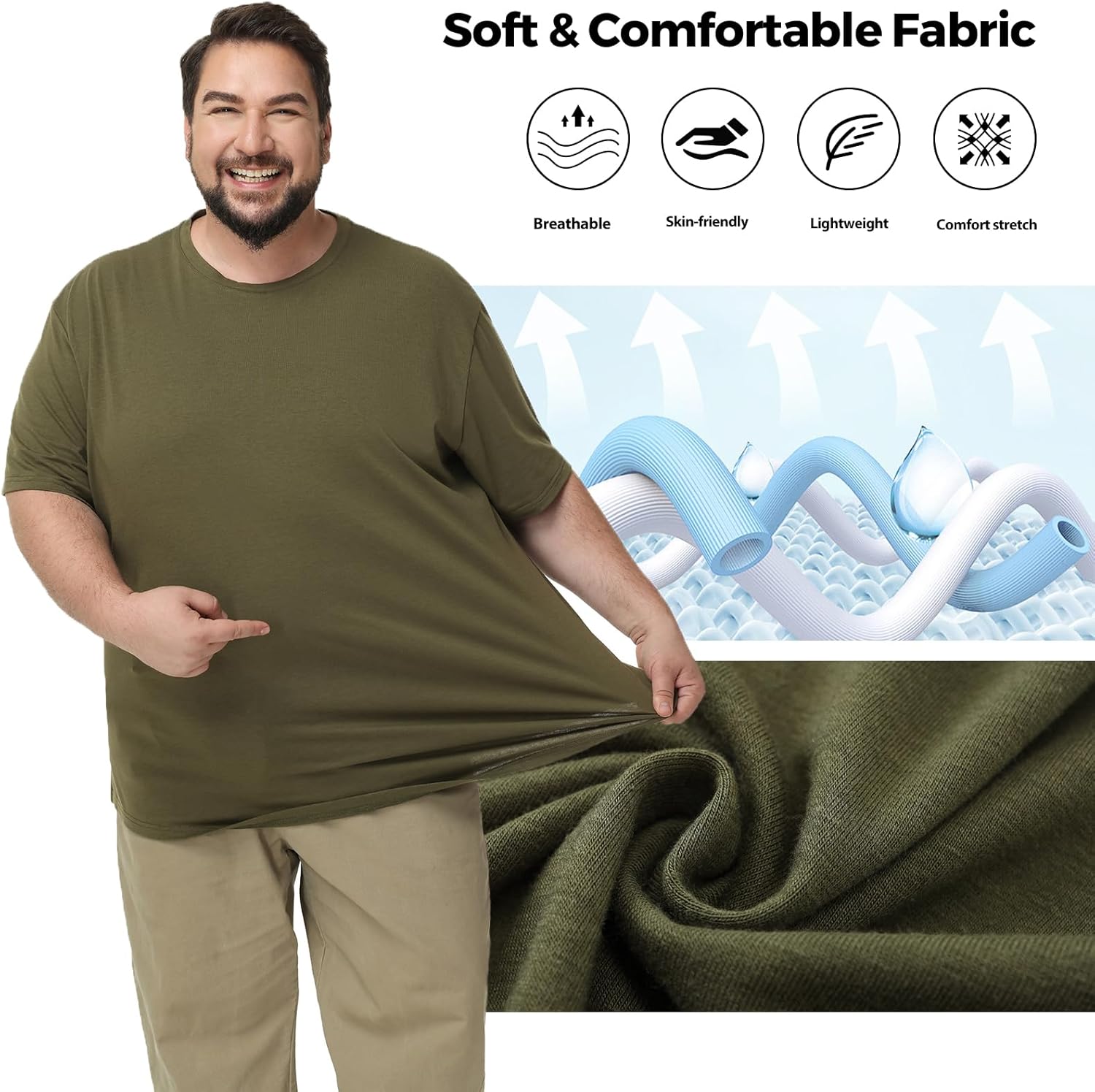 TEZO Men's Big & Tall Oversized T-Shirts - Classic Relaxed Fit Casual Tees | 3 Pack