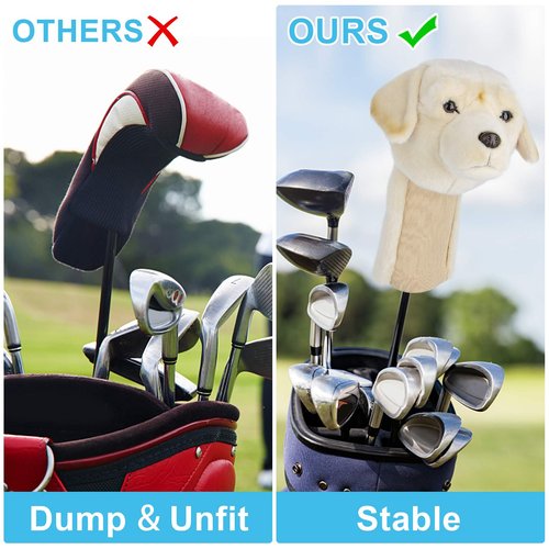 Anyork Headcovers Lab Driver Headcover Dog Golf Club Head Covers Funny Golf Club Covers Animals Plush Driver Headcover Gift for Men Women