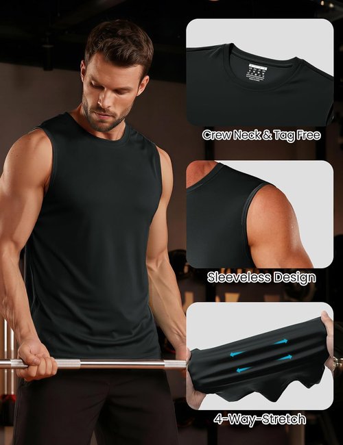 MAGCOMSEN Men's Quick Dry Sleeveless Tank Top - UPF 50+ Gym & Beach Workout Shirt
