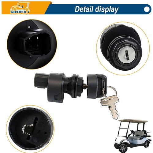 MIXOPOLY Ignition Key Switch Assembly for Yamaha G22, G29/Drive, Drive 2 Golf Cart, Stater Switch Replace OEM JW1-H2510-00 JU2-H2510-10 JU2-H2510-20