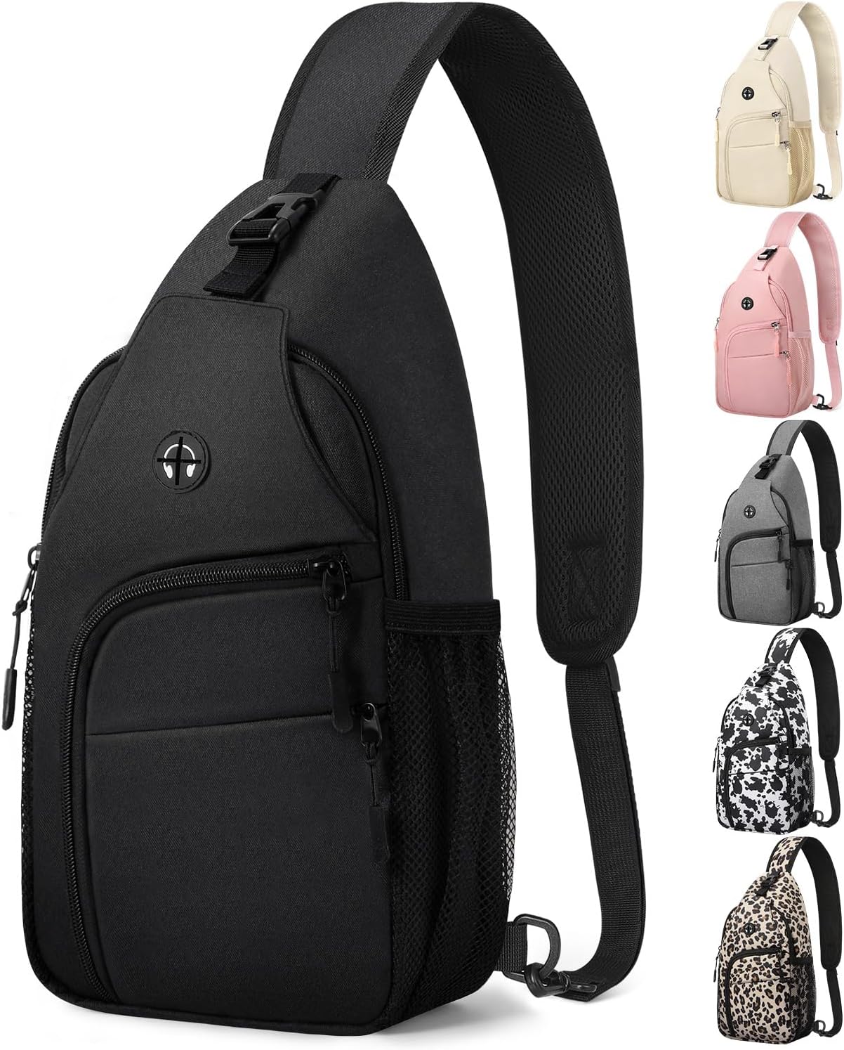 Skiennix Waterproof Crossbody Bag - Trendy Sling Backpack with Convertible Shoulder Strap | Black, Medium