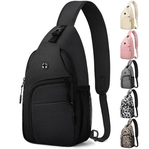 Pritent Crossbody Bags for Women Man Waterproof Sling Bag Backpack Trendy Casual Cross Body Bag with Convertible Shoulder Strap Chest Bag for Camping Hiking Travel Essentials (Black, Large)