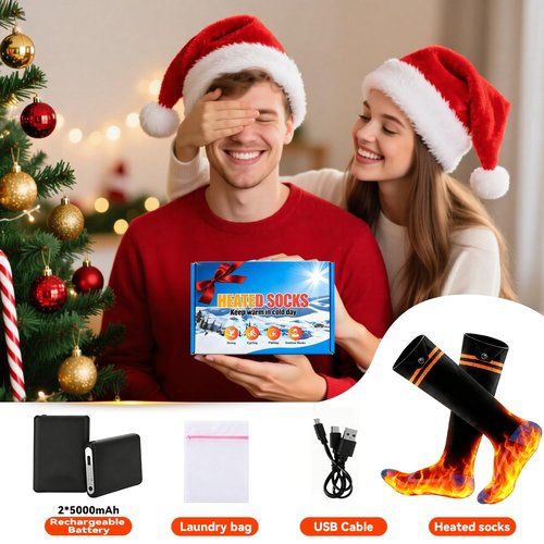 Anycash Heated Socks for Men & Women - 5000mAh Rechargeable Heated Sock, Electric Heated Socks with 4 Heating Levels, Machine Washable for Hunting, Camping, Hiking, Cycling, Outdoor Work
