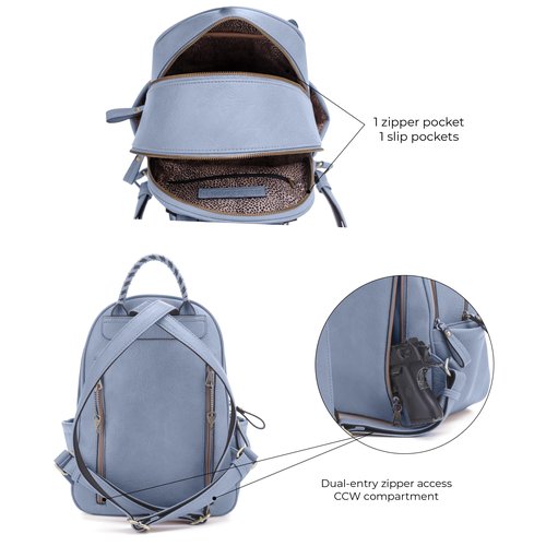 JESSIE & JAMES Women's Large Multi Compartments Fashion Concealed Carry Backpack|BL