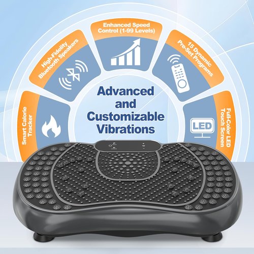 Bigzzia Vibration Plate Exercise Machine for Weight Loss – 100-Speed Platform with Remote & Resistance Bands, 450 lbs Capacity – Quiet Full Body Workout for Lymphatic Drainage at Home