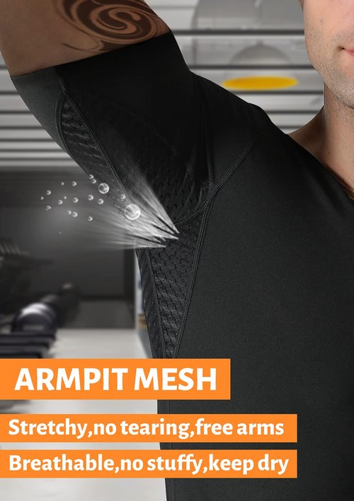 QZSH Men Sauna Shirt Sweat Suit Slimming Vest Workout Tank Top Waist Trainer Shaper(BH6004-01-S)