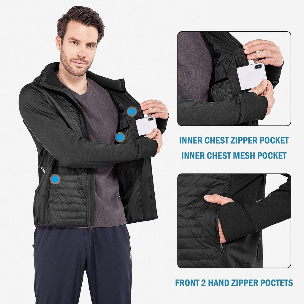 Baleaf Men's Lightweight Running Jacket - Warm Puffer Hybrid Coat for Hiking & Golf | Insulated Design