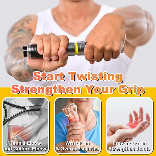 Coniflor Grip Strength Trainer, Adjustable Resistance for Hand, Wrist & Forearm Strengthener with All-Metal Build, Portable Wrist Roller Exercise Equipment for Home Gym