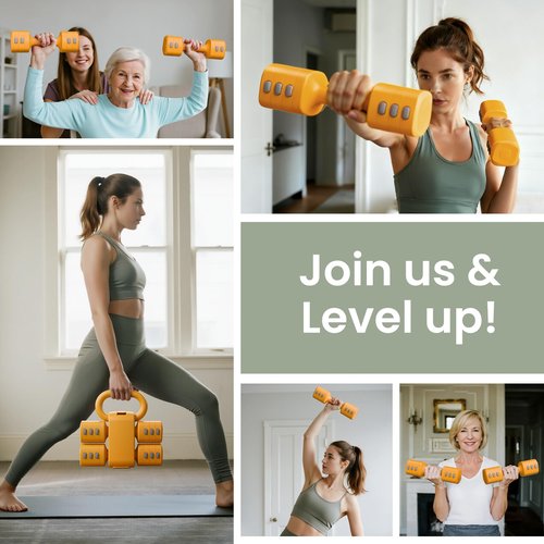 2-in-1 Adjustable Dumbbell Set for Women - 4 Levels (2.2lbs to 12.1lbs) - Home Gym Weights for Women at Home - Fitness Dumbbells