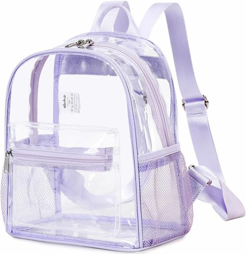 Abshoo Clear Mini Backpack - Stadium Approved Transparent Bag | Small Size 12x12x6 (Purple)