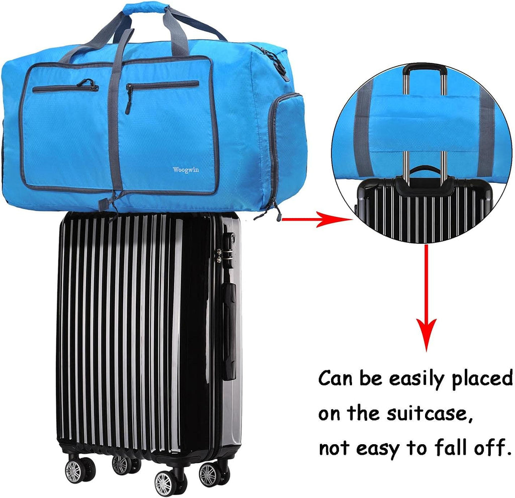 Woogwin Travel Duffel Bag - Large Waterproof & Foldable Overnight Bag for Gym, Beach, Pool