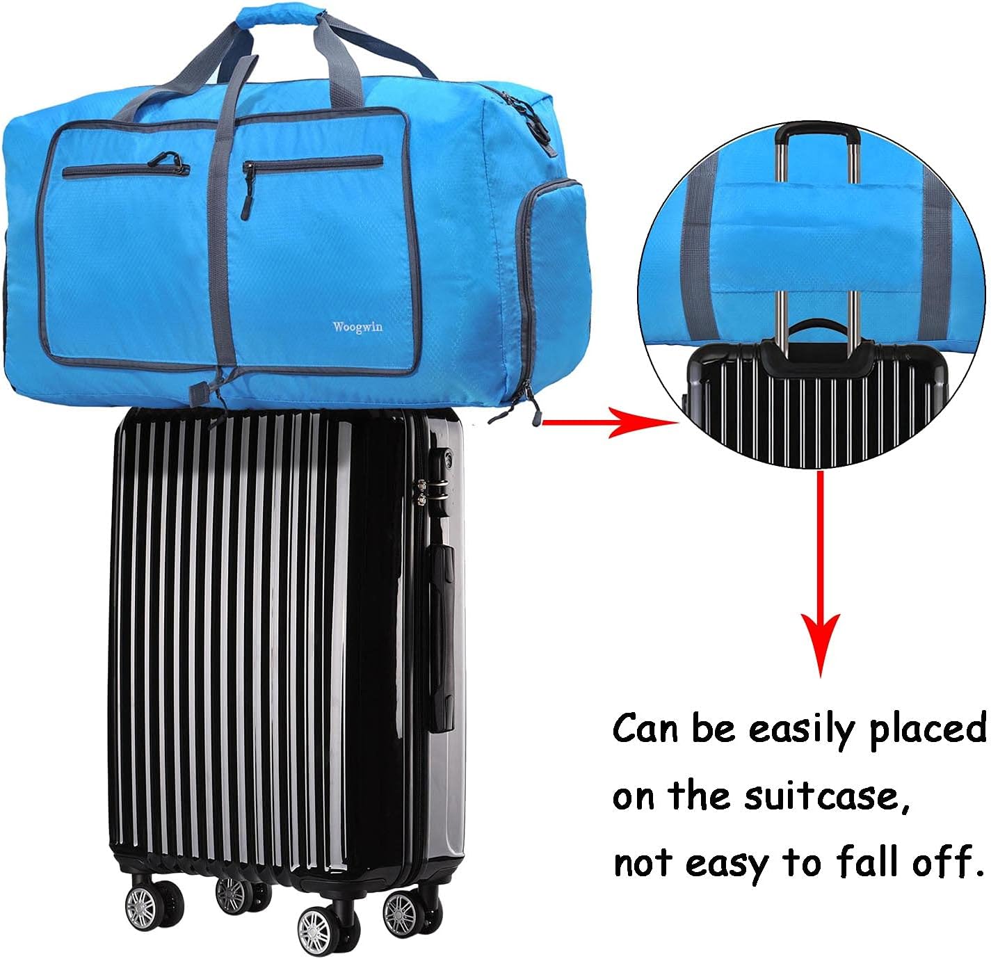 Woogwin Travel Duffel Bag - Large Waterproof & Foldable Overnight Bag for Gym, Beach, Pool