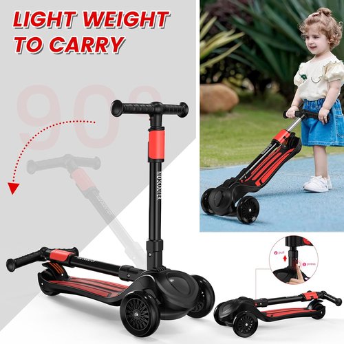 KickScoot 2-in-1 Adjustable Kick Scooter for Kids 3-12 | 5-Level Handlebar, Removable Seat & LED Wheels
