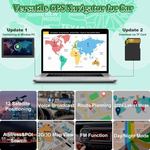 GPS Navigator - 9-Inch Touch Screen with 2026 Maps | Real Voice Turn-by-Turn Directions & Speed Alerts