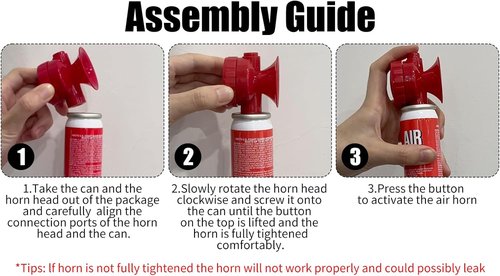Air Horns - 1.4oz Safety Boat Horn | Powerful 120 dB Sound Heard from 1/2 Mile Away (Red, 2 Pack)