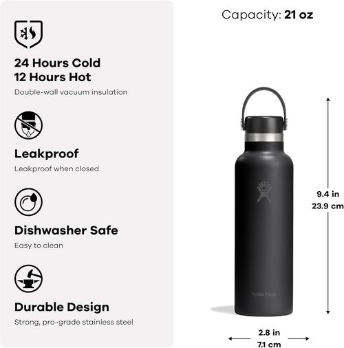 Hydro Flask Water Bottle - Insulated Stainless Steel - Leakproof & Non-Spill | 21 Oz Capri Blue