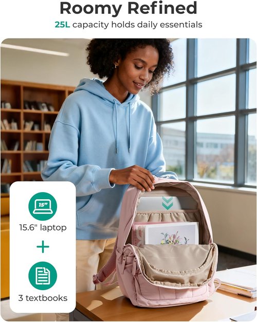BAGSMART Women's Quilted Laptop Backpack - Cute Water-Resistant Travel Daypack | Puffer Camel