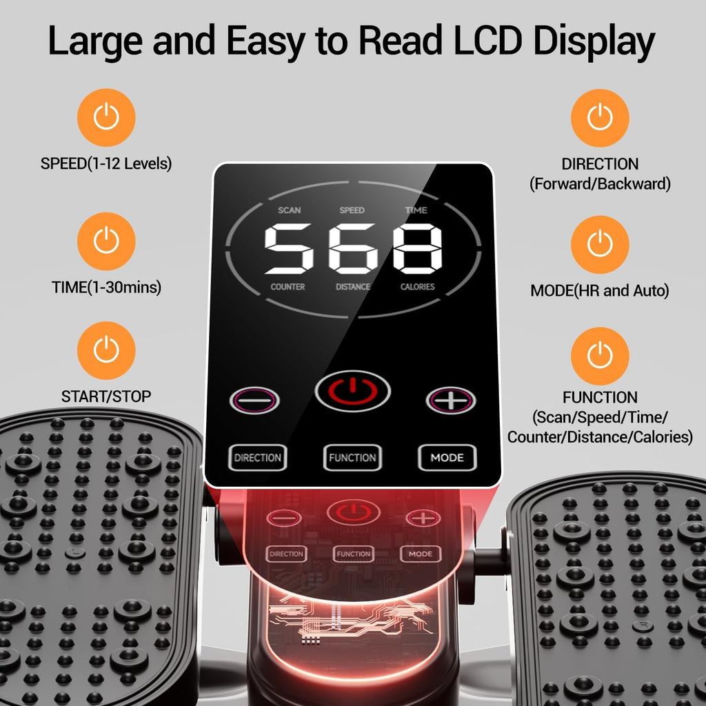 Under Desk Elliptical Machine - Mini Electric Pedal Exerciser with Remote | 12 Speed Levels & Dual Direction