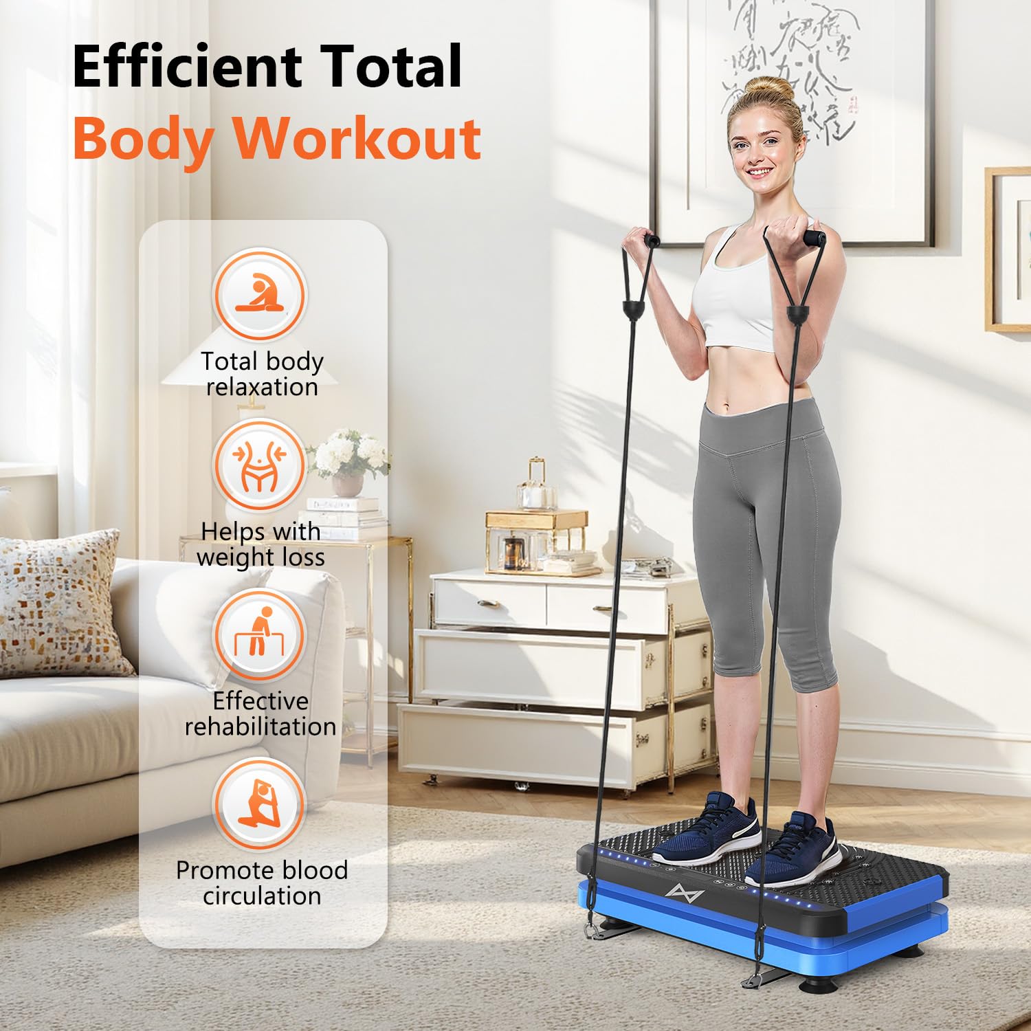 AXV Vibration Plate Fitness Platform Exercise Machine Vibrating Lymphatic Drainage Shaking Full Body Shaker Workout Vibrate Stand Shake Board Sport Gym for Weight Loss Fat Burner for Women Men