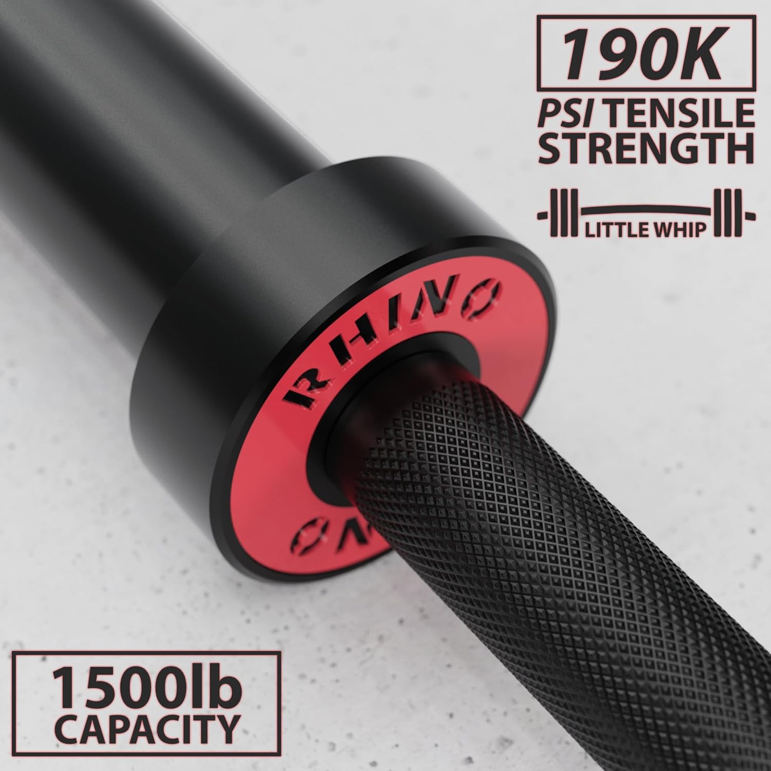 Synergee 45lb Rhino Power Bar | Cerakote Finish Barbell for Powerlifting - Rated 1500lbs