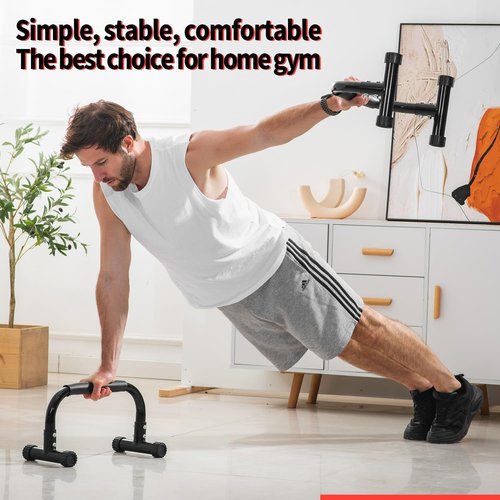 Teclor Push Up Bar,9.5in High Parallettes Bars Great for L-sit, Sturdy Steel Structure Black Push Up Bars for Men & Women, Full Planche & Dips, Heavy-duty No Wobbling Calisthenics Equipment MAX Capacity 660LBS,Floor Workouts Calisthenics Equipment