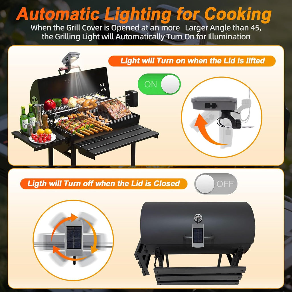 Skiennix LED Grill Light - 360° Rotatable Head & USB-C Rechargeable Battery - Perfect for Outdoor Grilling & Camping