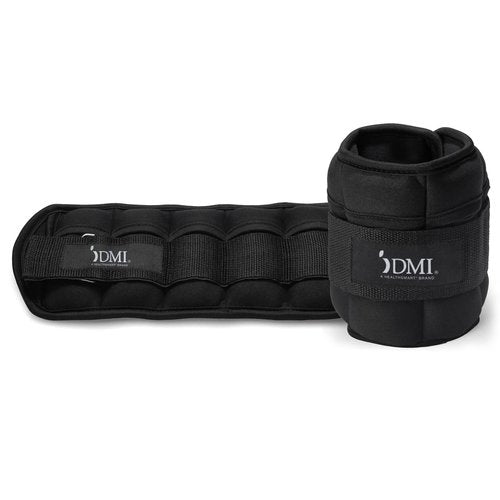 DMI Adjustable Wrist or Ankle Weights, 5 Removable Sand Pockets for Weight Adjustment, for Men & Women, Walking Weights, Adjustable Length, Max Weight of 10lbs, 2 X 5lbs