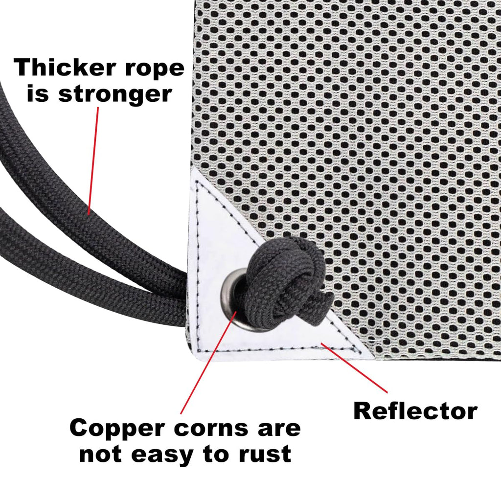 HOLYLUCK Drawstring Backpack Gym Sports Bag with Front mesh zipper Pocket 18.6" L x 13.5" W Cinch Sack String Sackpack For Men Women (black and grey)