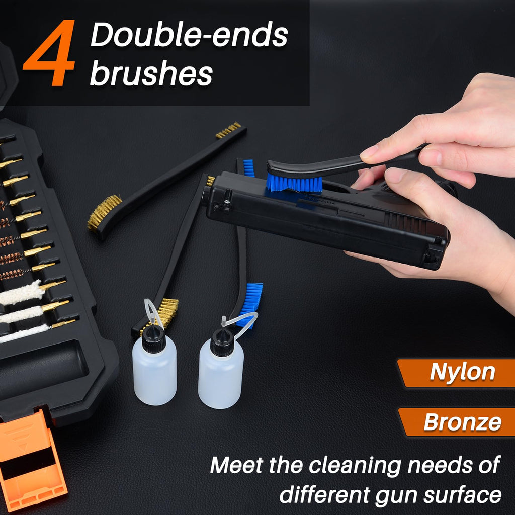BOOSTEADY Pro Gun Cleaning Kit Universal Gun Cleaning Kit Handgun Shotgun Cleaning Kit for All Guns with High-end Denser Brass Brushes, Mops, Jags, Reinforced Rods