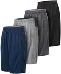 Essential Elements Men's Athletic Shorts - Quick-Dry Moisture-Wicking Workout Shorts | 4-Pack with Pockets