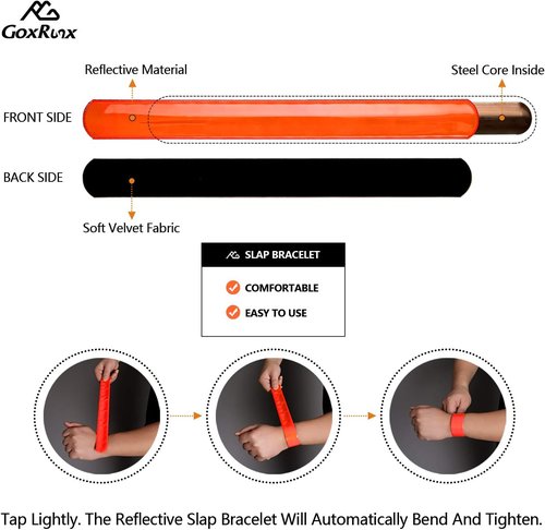 GoxRunx Reflective Bands - Adjustable 6-Pack Armband & Ankle Reflectors for Night Running & Cycling