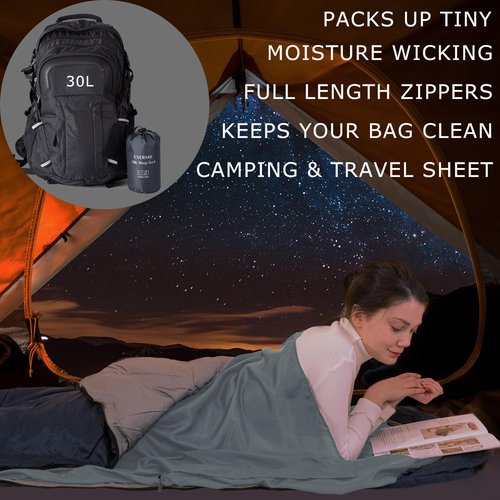 Exermil 100% Silk Sleep Sack with Zippers on 3 Sides, 87”x43” Large Sleeping Liners for Hotels, Travel & Camping, Multifunctional Travel Sheets (Unzipped:87”x87”) for Adults, Lightweight, All Seasons