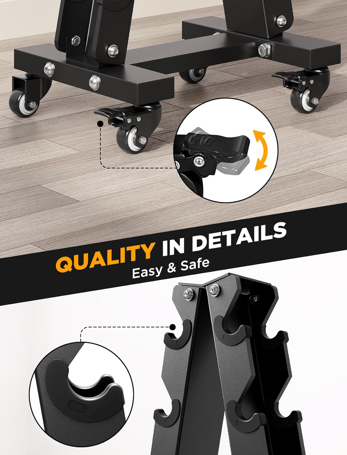 YOLEO Dumbbell Rack - Heavy Duty 3 & 5 Tier Weight Storage Organizer | Space-Saving Design for Home Gym - 1100LBS Capacity