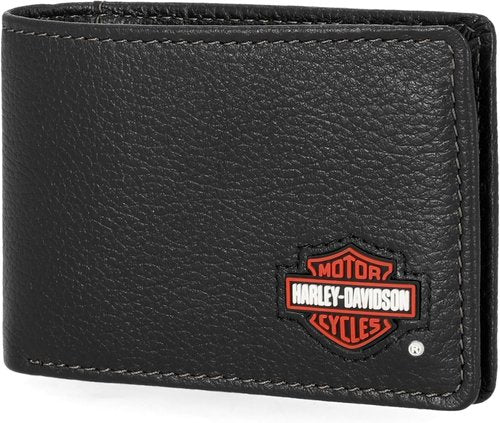 Harley-Davidson Genuine Leather RFID Blocking Wallet - Stylish & Secure Design for Men