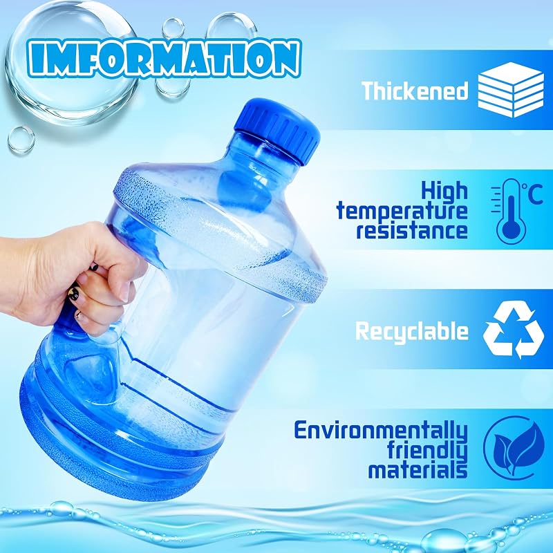 1 Gallon Water Bottle Twin Pack with Screw Cap and Handle