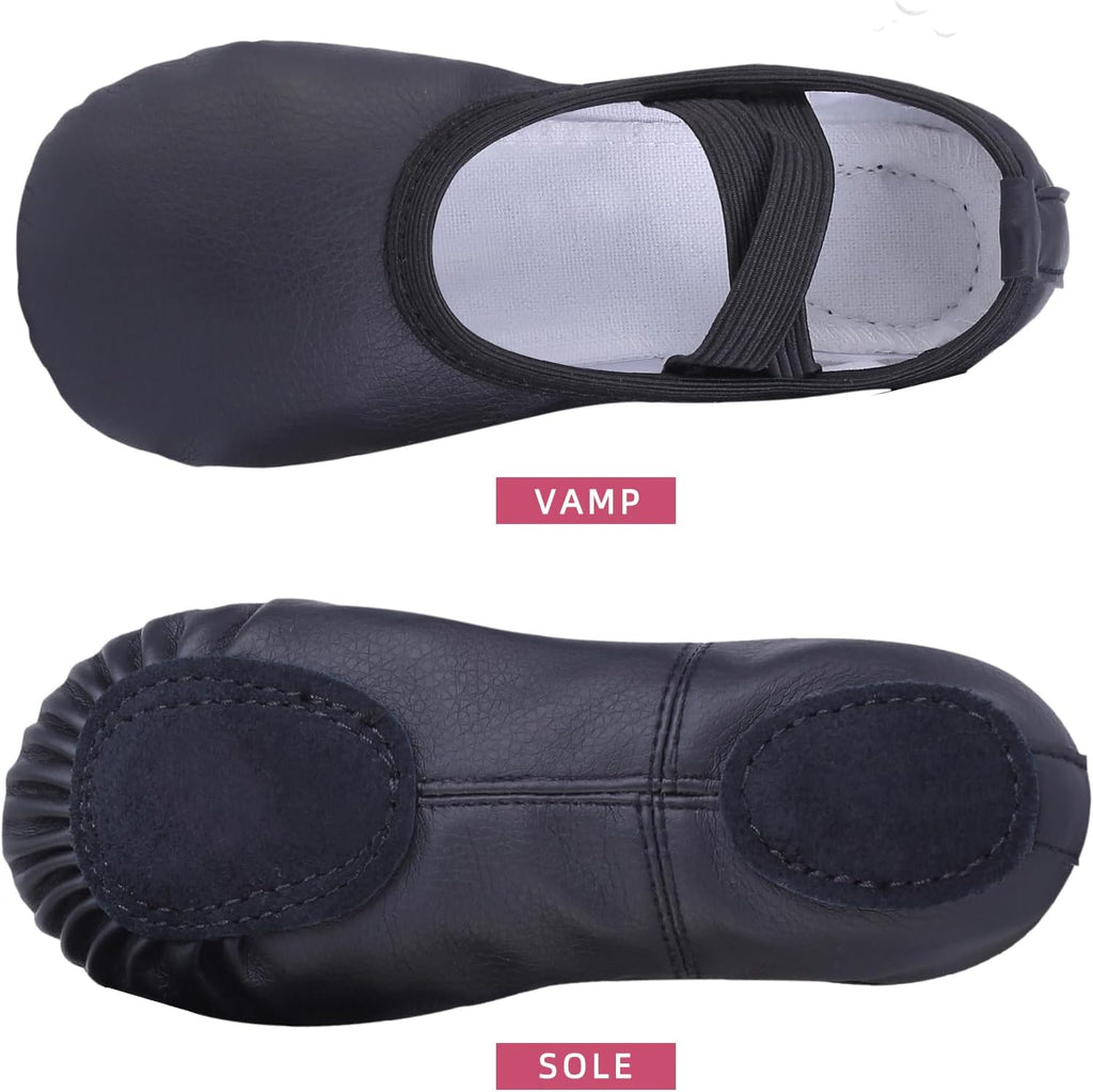 Skiennix Girls Ballet Shoes - Soft Leather Slippers for Toddlers, Little & Big Kids