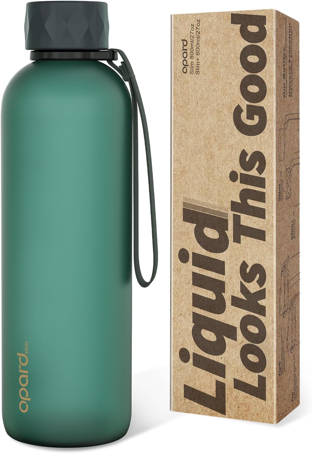 Opard Slim Pro Water Bottle - 27oz BPA-Free Plastic with Leakproof Monocap | Forest Green, Ideal for Travel & Sports