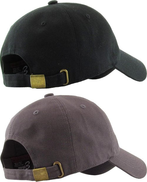 KBETHOS Classic Low Profile Cotton Baseball Cap - Adjustable Unconstructed Dad Hat in Black & Dark Gray