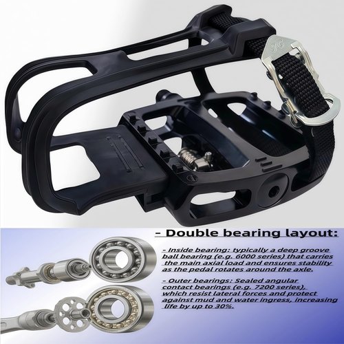 YBEKI Professional SPD/Toe Clip Spin Bike Pedals and Straps for Indoor Exercise Cycling & Peloton/Schwinn/Sunny/Bikes Compatible, 9/16" Axle with Sealed Bearings + 12-Month Warranty