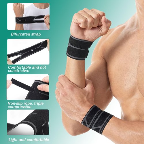 FVVWVV 2 Pack Wrist Brace for Right & Left Hand, Ultra-Thin Compression Wrist Band Adjustable Wrist Wrap for Tendonitis, Arthritis, Weightlifting, Sports