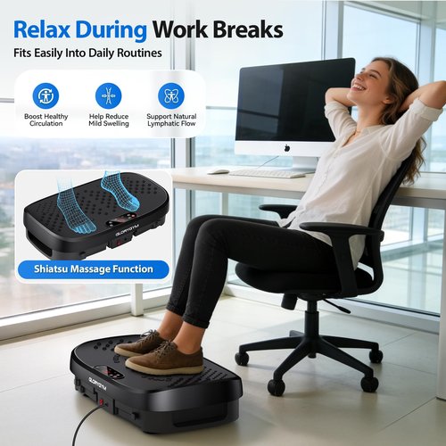 Glorygym Vibration Plate Exercise Machine - 120 Levels, 350lb Capacity, Quiet Motor with Remote Control for Home Fitness & Weight Loss