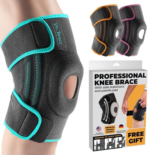 Dr. Brace Elite Knee Brace - Maximum Pain Support with Side Stabilizers & Gel Pads | Medium, Earth Color