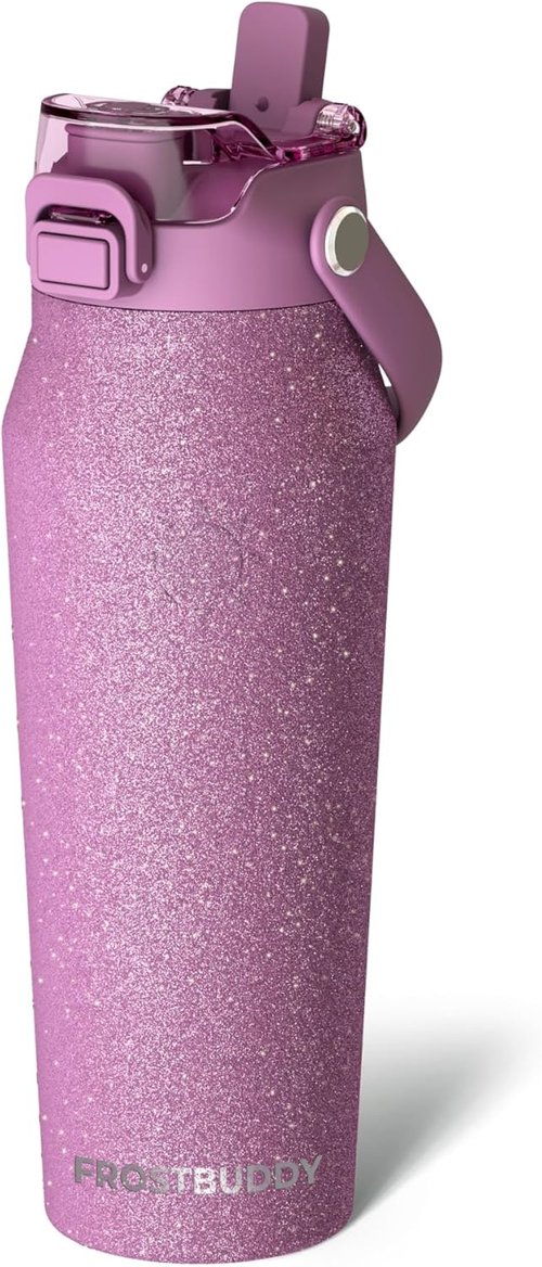 Frost Buddy 24oz Insulated Water Bottle - Leak-Proof Stainless Steel with Straw & Chug Lid | 24-Hour Cold Retention, Sweat-Proof, Cup Holder Friendly for Gym & Travel