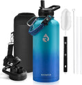 Skiennix Insulated Water Bottle - 87 Oz Triple Wall Vacuum Stainless Steel | Cold for 48 Hrs, Leak Proof, Cyan Blue