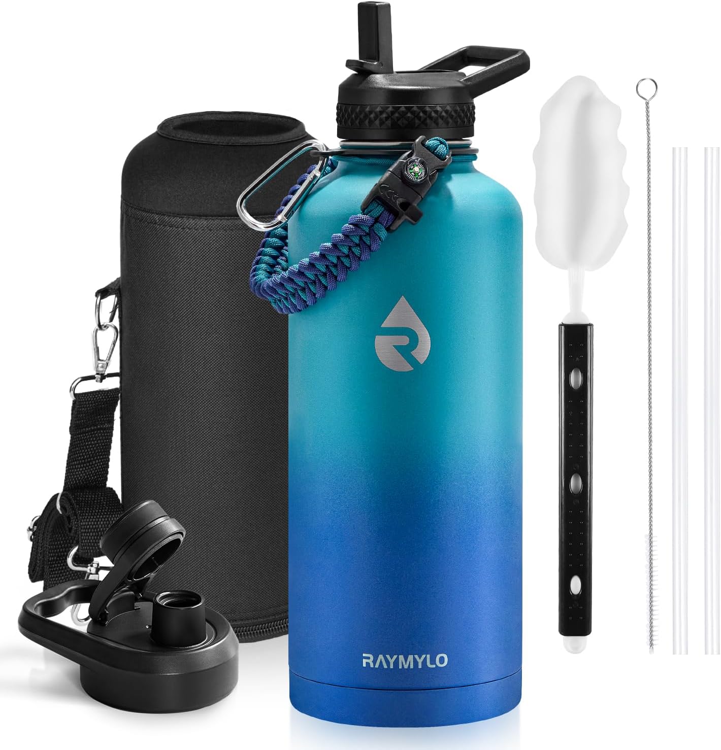 Skiennix Insulated Water Bottle - 87 Oz Triple Wall Vacuum Stainless Steel | Cold for 48 Hrs, Leak Proof, Cyan Blue